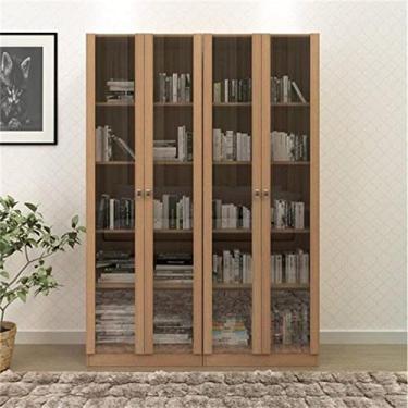 Imagem de Kit 2 Armários Multiuso 2 Portas Vidro 4 Prateleiras Tecno Mobili Amendoa