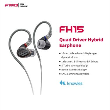 Imagem de Fiio fh15 1dd 3 knowles ba tecnologia híbrida in-ear fone de ouvido com 3.5mm/4.4mm mmcx cabo…