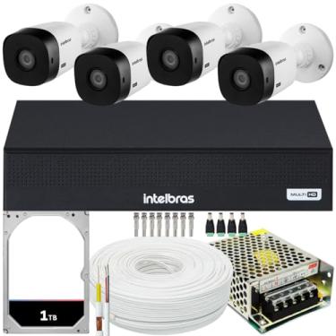 Imagem de Kit 4 cameras seguranca Intelbras 1220B Full HD Dvr 8Ch 1TB