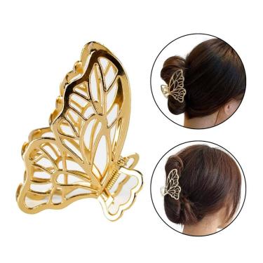 Imagem de Kit 2 Presilhas Prendedores Cabelo Dourado Borboleta Moda
