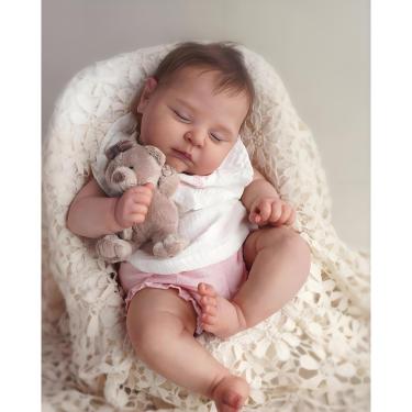 Imagem de SHENGX Bebe Reborn Realista,19" Boneca de Bebê Dormindo de Verdade,Pesa cerca de 2,4 libras,Reborn Realista Recem Nascido,Vem Com Roupas de Boneca, Mamadeiras, Chupetas, Etc.,2Pano