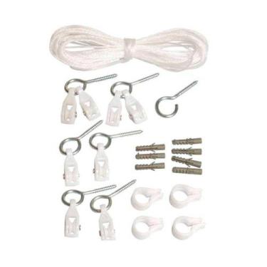 Imagem de Kit completo para varal com Corda de polietileno branco Secalux