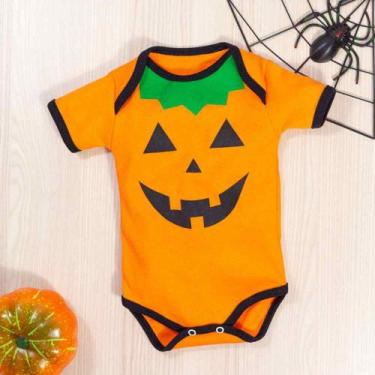 Imagem de Body Manga Curta Em Suedine para Bebê Abóbora Halloween Laranja - Era 