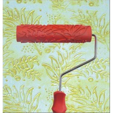 Imagem de Sadiyamo Rolo de arte de 18 cm DIY rolo de textura de rolo de pintura de parede com desenhos rolo de borracha de tinta padronizada com alça de plástico