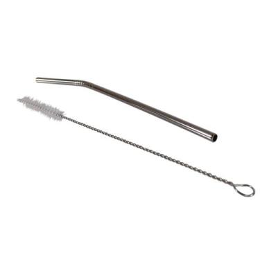 Imagem de Canudo Inox Curvado Reutilizavel 1 Peça e Escova Fx