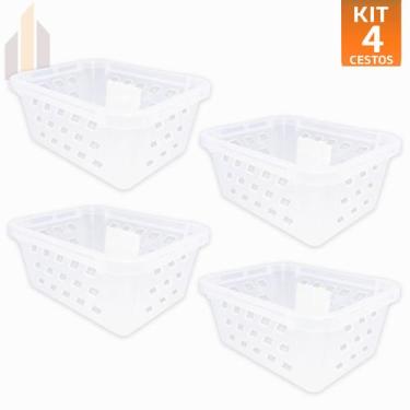 Imagem de Kit 4 Cesto Organizador Gaveta Cômoda Bebê Multiuso 14x11 cm - Plasúti
