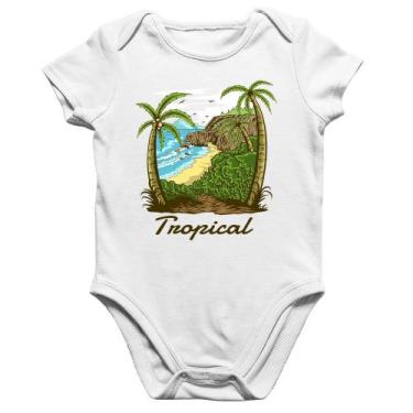 Imagem de Body Bebê Algodão Tropical Beach - Foca na Moda, Branco, GG