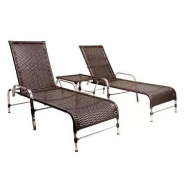 Imagem de Kit Espreguiçadeiras Catar e Mesa Garden Confortável Para Piscina Tram