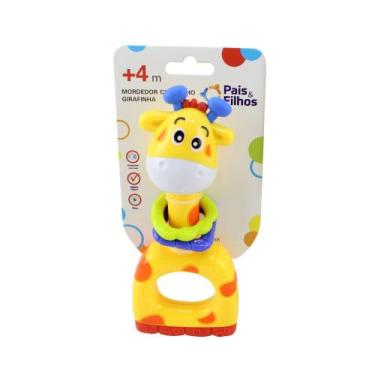 Imagem de Mordedor bichinho para bebe com chocalho girafinha - Pais & Filhos