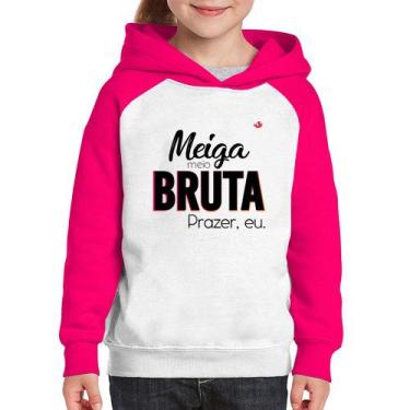 Imagem de Moletom Infantil Meiga meio bruta - Foca na Moda, Branco, Rosa, 12