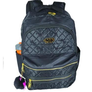 Imagem de Mochila Escolar Feminina Juvenil + Pompom M4260 - ello, preto