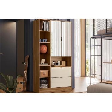 Imagem de Armário Multiuso Lavanderia Joy C- 2 Portas 2 Gavetas E Espelho Amendola-off White - Demóbile