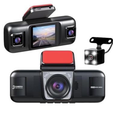 Imagem de 4 câmeras veiculares para carros, proteção panorâmica de 360 graus DVR, visão noturna infravermelha, 4 câmeras 1080p + 480p x 3, câmeras frontais internas e traseiras, gravador de vídeo de gravação
