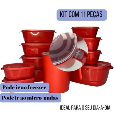 Imagem de Conjunto 10 Potes 1 Jarra Marmita Organizador Plasticos - Casa Bella, 