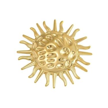 Imagem de Anel feminino vintage banhado a ouro 14 k de aço inoxidável extra grande com girassol, anéis abertos ajustáveis, anel aberto delicado para casamento, noivado, ajuste confortável, joia boêmia, dia dos