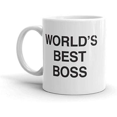 Imagem de Caneca World's Best Boss, The Office Caneca de café 325 ml Caneca de cerâmica engraçada ideia única presentes para escritório, homens, chefes e colegas de trabalho (325 ml)