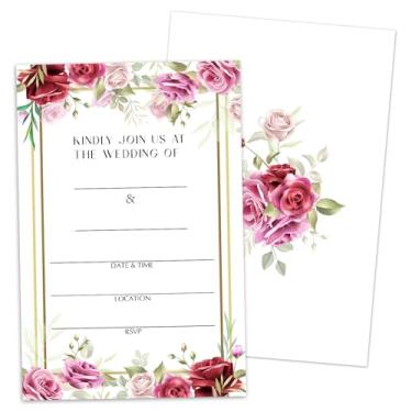 Imagem de Convites de casamento floral, 25 convites de preenchimento para recém-casados com envelopes, decorações de festa de casamento e chá de panela - N29