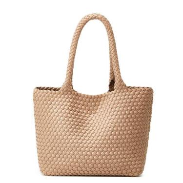 Imagem de Sacola de tecido BOYATU Bolsa de ombro de material vegano cáqui