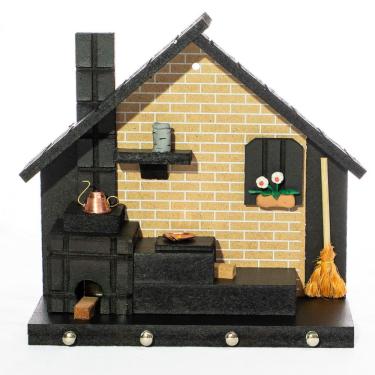 Imagem de Porta Chaves de Parede Casinha Mineira Artesanal G Bege