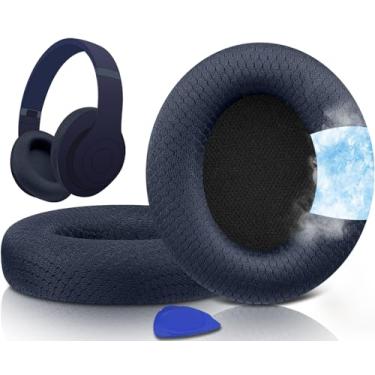 Imagem de SOULWIT Almofadas De Substituição Com Gel Refrescante Para Fones Ouvido Sem Fio Beats Studio Pro Cancelamento Ruído, Auriculares Tecido Malha Respirável, Espuma Alta Densidade - Azul-Marinho