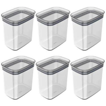 Imagem de Kit 6 Pote 1,5L Hermetico Organizador Cozinha Transparente - OU
