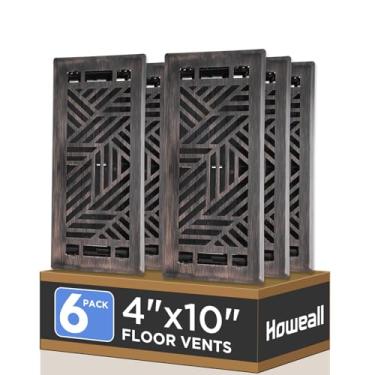 Imagem de Howeall Pacote com 6 unidades de 10 x 25 cm, registro de piso caminhável, fácil ajuste, alavanca de suprimento de ar, saídas de chão - Design Brooklyn - Tampa de ventilação para piso doméstico