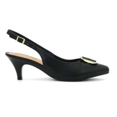 Imagem de Scarpin Beira Rio Slingback Fivela - Feminino, Preto, 36
