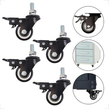 Imagem de Jogo 4 Rodízio Roda Moveis Espiga Parafuso Com Trava 400kg - IDEA