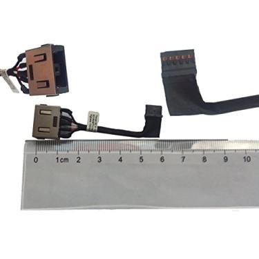 Imagem de Kam Kin Conector de entrada CC para Ideapad T460s, soquete do conector de porta do arnês do conector de alimentação CC com cabo de aço. Preto