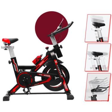 Imagem de Bicicleta Spinning Ergométrica Roda Inércia 13kg Carga 150kg Vermelho 