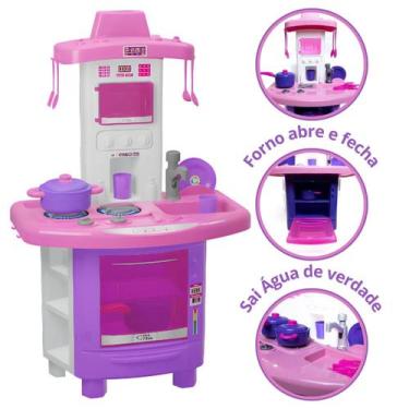 Imagem de Brinquedo Kit Cozinha Fogão Infantil Completa Interativa Pia Sai Água 