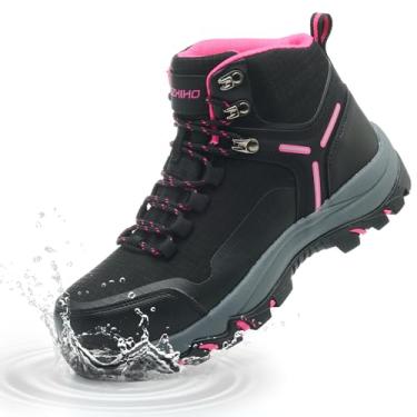 Imagem de Kezhiho Botas femininas de aço à prova d'água, larga, antiderrapante, para trabalho, leves, antiderrapantes, sapatos de segurança, construção indestrutível, tênis de bico composto, rosa, 41