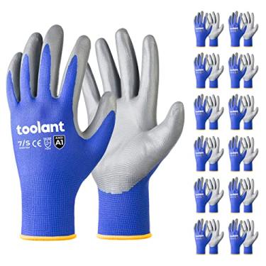 Imagem de toolant Luvas De Trabalho Masculinas - 12 Pares, Nitrila Com Aderência, Tela Sensível Ao Toque, Para Depósito, Mecânico, Construção, Jardinagem, Marcenaria, Resistentes A Óleo, Laváveis À Máquina (A