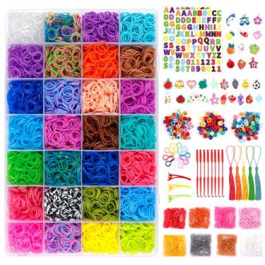 Imagem de INSCRAFT Kit de refil de elástico: 18.950+ elásticos em 37 cores, clipes em S, miçangas, ganchos de mochila, borlas e muito mais, kits de fabricação de pulseiras da amizade DIY, presente de