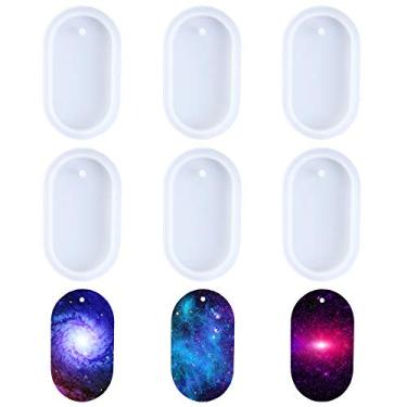 Imagem de Nifocc Oval Keychain Silicone Mold Oval Keychain Charms Epoxy Resin Molds Casting Molds with Hole for DIY Crafts Making Large Size 6 Pcs