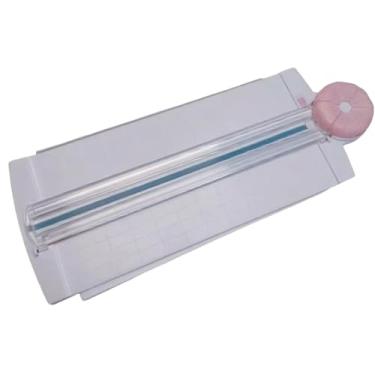 Imagem de oshhni Cortador de papel 12 em 1, cortador de papel leve e resistente para trabalhos manuais, ferramenta de corte para scrapbooking, fotos, cartões de visita, Rosa