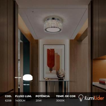 Imagem de Lustre Em Cristal Led Iris Espelhado Redondo Sala Quarto 25w - Nitrolu
