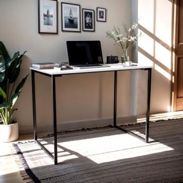 Imagem de Escrivaninha Industrial Escritorio Home office 1 Metro x 60 Cm Mesa Notebook Computador Ferro MDF(BRANCA)