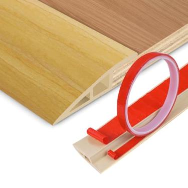 Imagem de Faixa de transição de piso de vinil para porta rampa autoadesiva para carpete acabamento de borda de porta, redutor de borda de sobreposição para carpete laminado, piso, azulejo (grão de madeira crua,