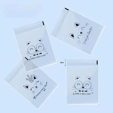 Imagem de 100pcs Sacos de Gatinhos De Biscoitos De Embalagem Plástico Autoadesiv