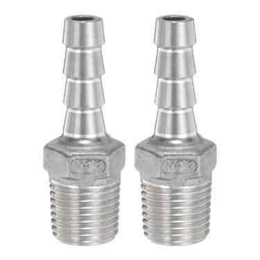 Imagem de HARFINGTON 2 peças de mangueira de aço inoxidável acessórios de farpa 0,3" (8 mm) farpado x g 1/10.2 cm encaixe de tubo macho mangueira de ar acessórios de farpa acoplador adaptador de conector de