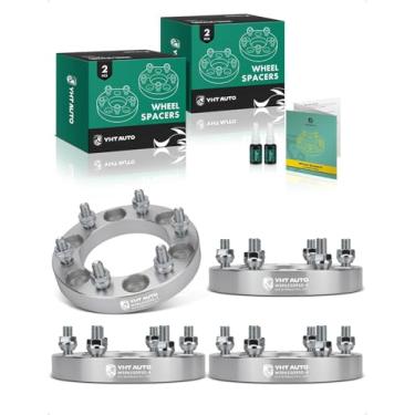 Imagem de YHTAUTO Espaçadores de roda 6 x 5,5 cm para Toyota Pickup Tacoma Tundra, Chevrolet, Ford, Kia, GMC, modelos Lexus, espaçadores de pneu forjados de 6 x 139,7 mm 25 mm com parafusos M12 x 1,5 furo do cubo de 108 mm, 4 peças, prata