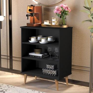 Imagem de Aparador Buffet Sala Estante com Prateleira Pés Palito Retrô Bruno - V