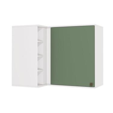 Imagem de Armário Aéreo De Canto Reto Celeste  Mdf 1 Porta 4 Nichos