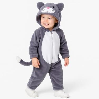 Imagem de LiuSuper Baby Onesie Costume Toddler Animal Jumpsuit Cute Winter Halloween Costumes Girl Boy Newborn Infant Unisex (Dark Grey Cat Onesie Costume, 18-24Mouths)