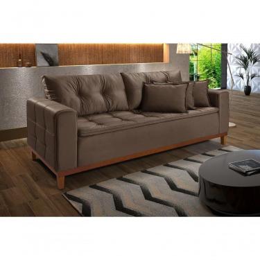 Imagem de Sofá Atenas 1,70 3 Lugares Império Estofados Veludo Marrom 175