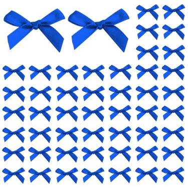 Imagem de Mini laço azul marinho para embrulho de presente, 50 peças pequenas pequenas decorações de laço pré-fabricadas para meninos, homens, festas, bolos, canetas, laço de fita para chá de bebê, Ação de