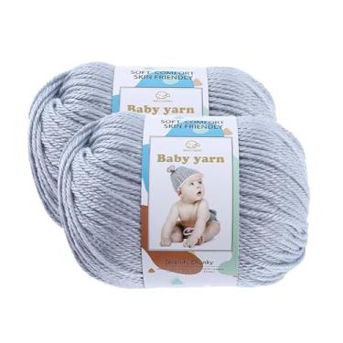 Imagem de Fio de malha para bebês – lã merino 10%, algodão 40%, nylon, 50% novelo de fio macio misturado adequado para tricô de crochê, cobertores de bebê e roupas (aproximadamente 50 g/160 jardas) [conjunto de