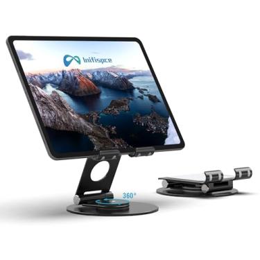 Imagem de Inifispce Suporte giratório para tablet, base giratória de alumínio portátil de 360° para mesa (preto)