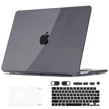 Imagem de Seanai Capa compatível com MacBook Air de 13,5 polegadas 2025 2024 2023 2022 modelo M4 A3240 M3 A3113 M2 A2681, película rígida de plástico para teclado para MacBook Air 13 M4, preto cristal